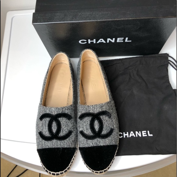 CHANEL Shoes - Authentic Chanel Espadrilles Black/gray  sz:8